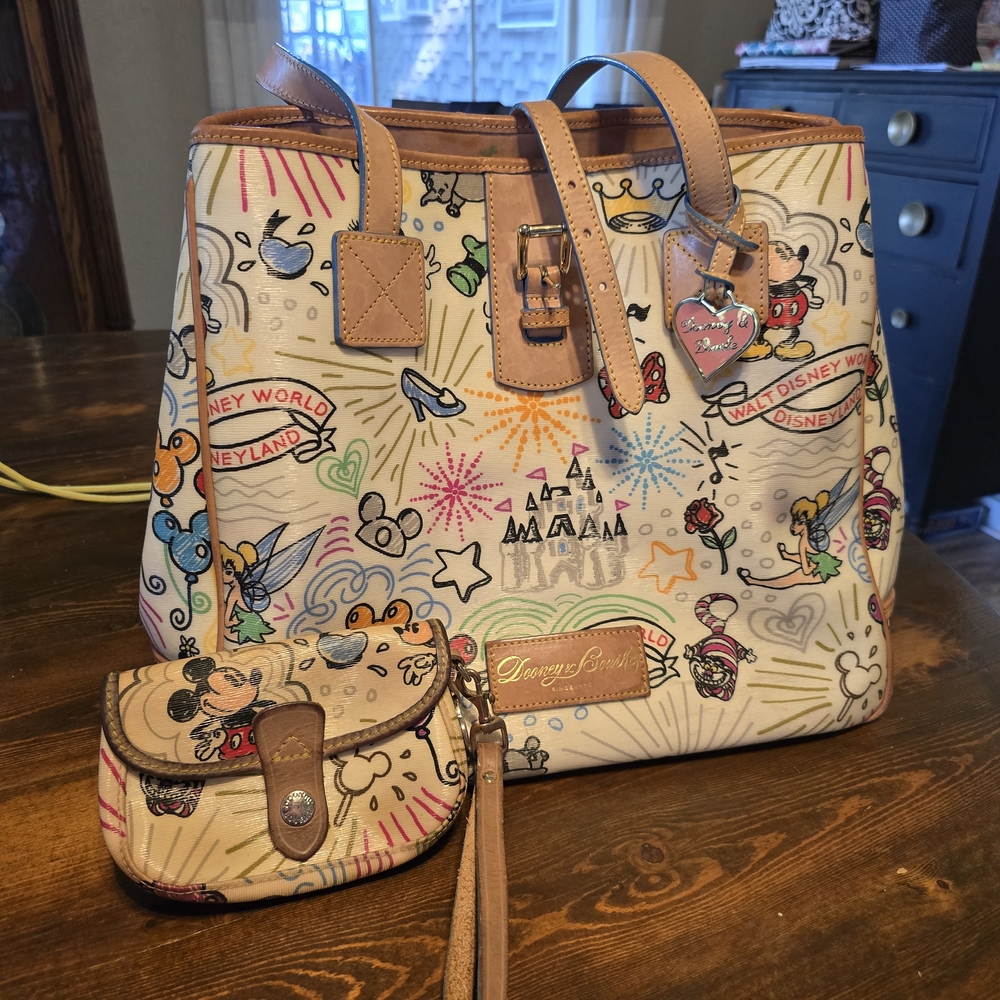 Dooney & Bourke Disney Sketch Tote And Sketch Wristlet